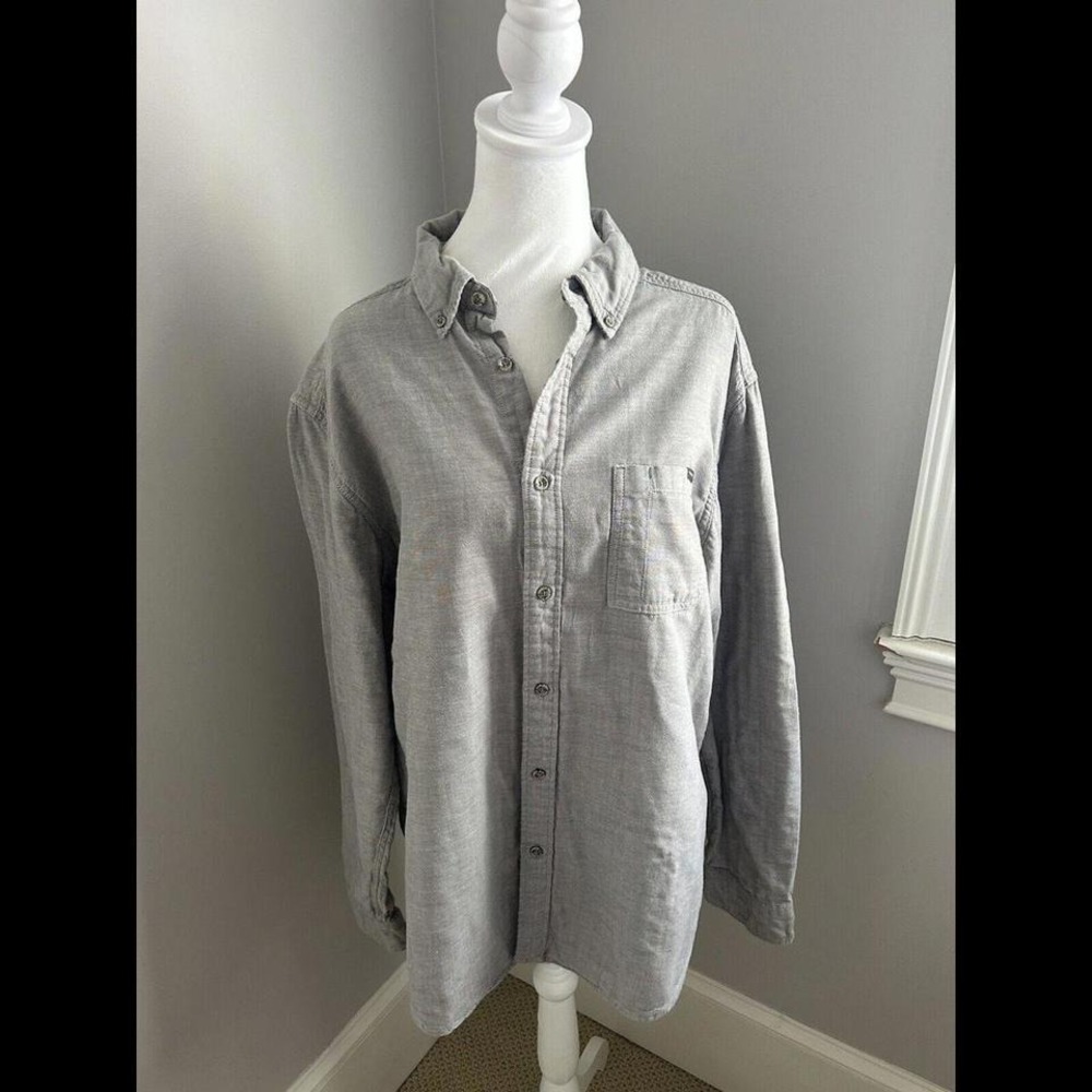 Woolrich Shirt Mens L Gray Long Sleeve Lightweight Button Front Casual‎